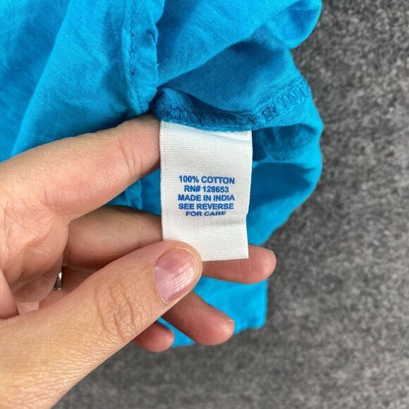 Sigrid Olsen Shirt Women L Large Blue Button Up Collared Long Sleeve Cotton - Picture 6 of 9